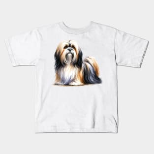 Lhasa Apso Watercolor - Beautiful Dog Kids T-Shirt